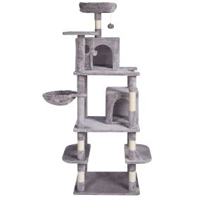 Cat Tree for Indoor Cats, 68.5" Cat Tower with 2 Cat Condos, Sisal Scratching Post, Hammock, Top Perch, Jumping Platforms