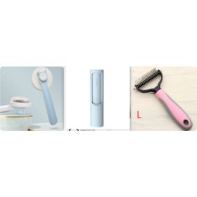 Pet Long-haired Dogknot Comb Double-sided Blade Dog (Option: Pink set2-L)