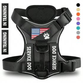 Reflective Breathable Solid Color Polyester Dog Strap (Option: Black-XL)