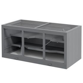 Extra Large Wooden Hamster Cage with Opening Roof, Hut, Ramps, Gray (Option: Gray-1215x185x608 mm)