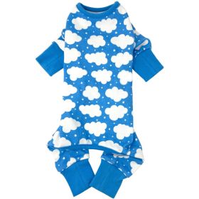 CuddlePup Dog Pajamas Fluffy Clouds (Color: Blue, size: large)